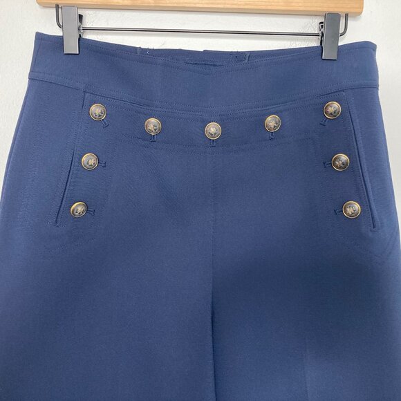 Tory Burch Pants Womens 6 Navy Button Detail Cropped Sailor Nautical Minimalist - Picture 3 of 11